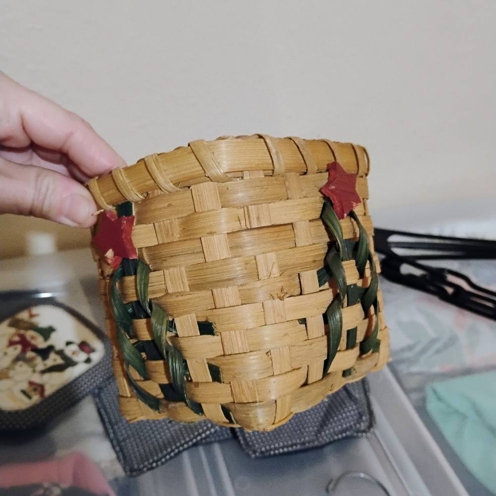 10 for $10 Festive Woven Basket with Fabric Coasters - Picture 5 of 8